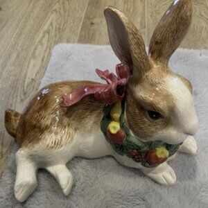 Fitz & Floyd Woodland Santa Bunny/Spring Resting Rabbit Figurine, Easter